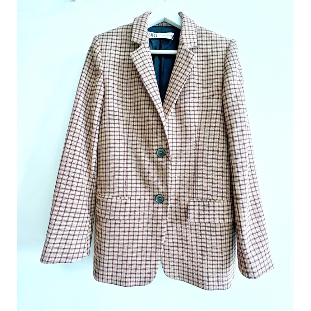 New Plaid Zara Oversized Blazer size XS